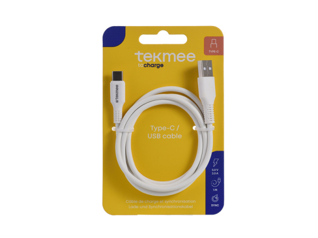 Tekmee Ladekabel, USB auf Type-C, 2.0A, 1m