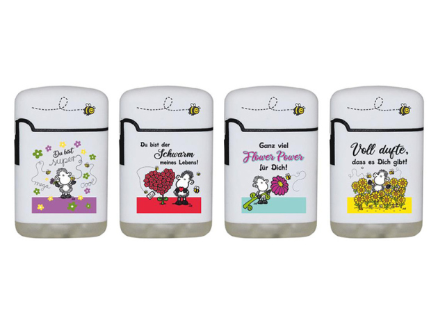 Sturmfeuerzeuge "Sheepworld Flower" 3D Rubber; 20er Display