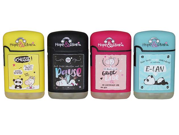 Sturmfeuerzeuge "Hope & Gloria" 4-fach sortiert; 20er Display