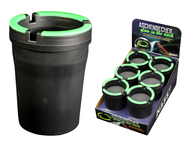 Aschenbecher2Go "Black" Glow In The Dark, 6er Display