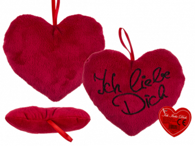 Plüsch Herz rot "Ich liebe Dich", ca. 25 cm, einzeln