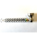 Glaspfeifen "Hanf & Skull" mit Sieb, 9,5cm, 30er Display