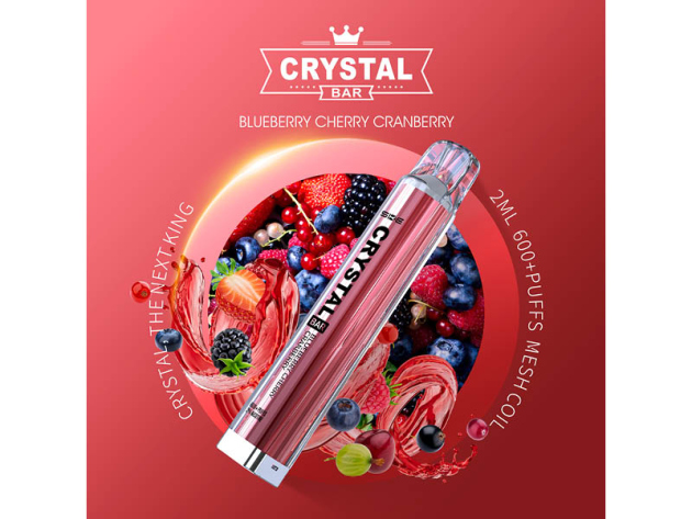 Crystal Bar - Blueberry Cherry Cranberry (Blaubeere, Kirsche, Preiselbeere) - E-Shisha - 2% Nikotin - 600 Züge