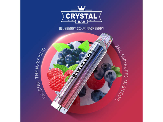 Crystal Bar - Blueberry Sour Raspberry (Blaubeere, Saure Himbeere) - E-Shisha - 2% Nikotin - 600 Züge