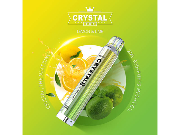 Crystal Bar - Lemon & Lime (Zitrone, Limette) - E-Shisha - 2% Nikotin - 600 Züge