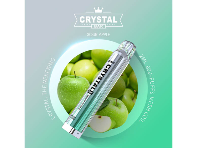 Crystal Bar - Sour Apple (Saurer Apfel) - E-Shisha - 2% Nikotin - 600 Züge