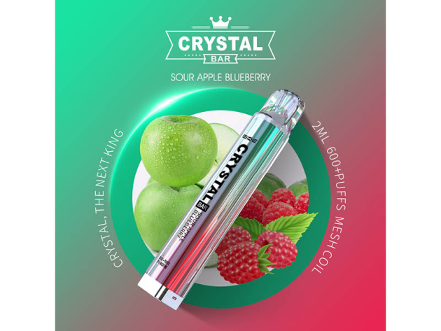 Crystal Bar - Sour Apple Blueberry (Saurer Apfel, Blaubeere) - E-Shisha - 2% Nikotin - 600 Züge
