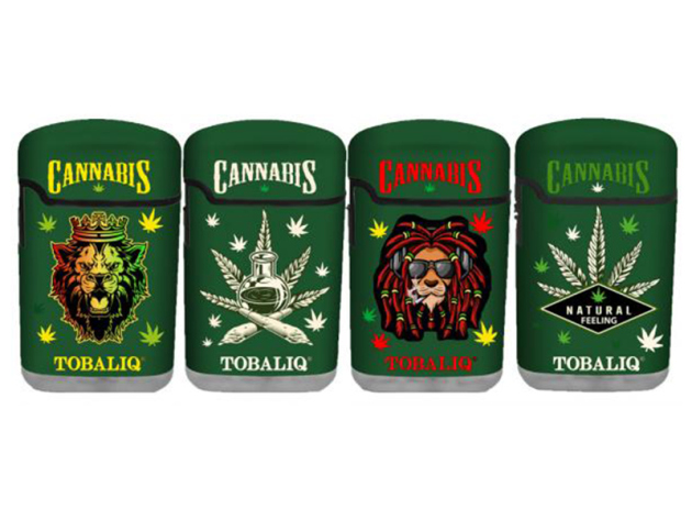 Sturmfeuerzeug "Cannabis King 2"  Rubber Jetflame 20er Display