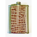 Flachmann &quot;Metall-Kroko&quot; Hellbraun 7oz