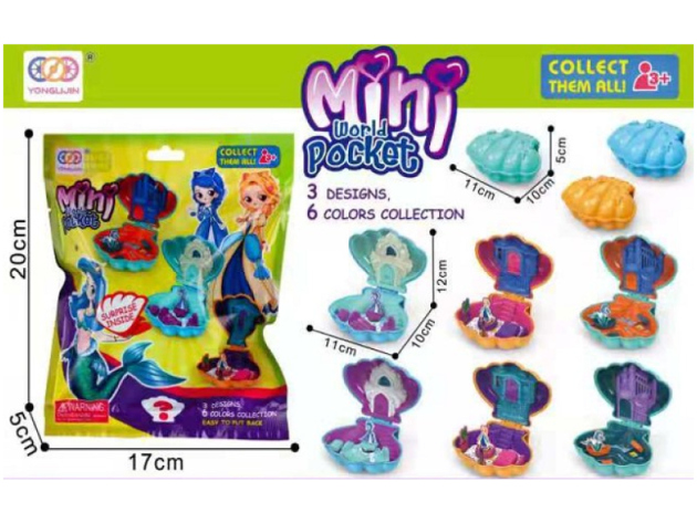 Puppe "Mini World Pocket" Puppe in der Muschel, 6-fach sortiert, einzeln