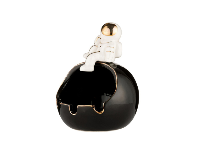 Aschenbecher "Astronaut" 10,5 x 13,5 cm, schwarz-weiß
