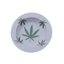 Aschenbecher "Hanfblätter" grün-weiß aus Metall, Ø ca.14 cm
