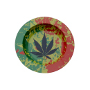 Aschenbecher "Reggae Hanf" bunt aus Metall, Ø ca.14 cm