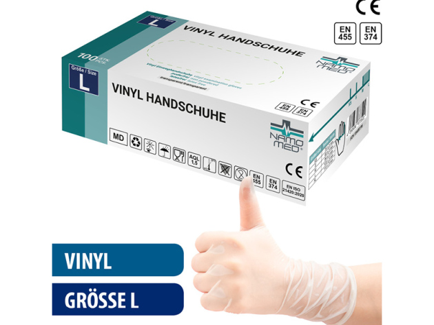 Vinyl-Medical "L" Handschuhe, 100 St./Box, transparent