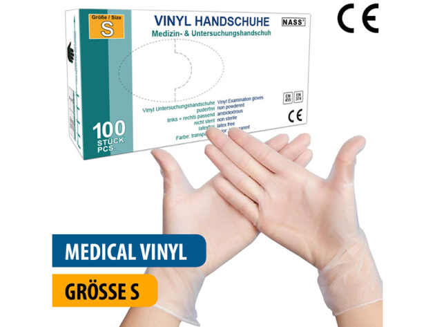 Vinyl-Medical "S" Handschuhe, 100 St./Box, transparent