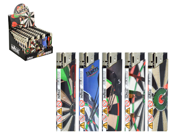 Elektrofeuerzeuge "Darts Motiv", 5-fach sort., 50er Display