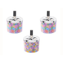 Drehaschenbecher "Kreise"; Ø 9,5 cm; 3-fach sortiert; 6er Display