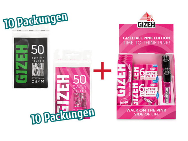 10x Gizeh Active Filter Black & 10x Pink + Gizeh All Pink Display