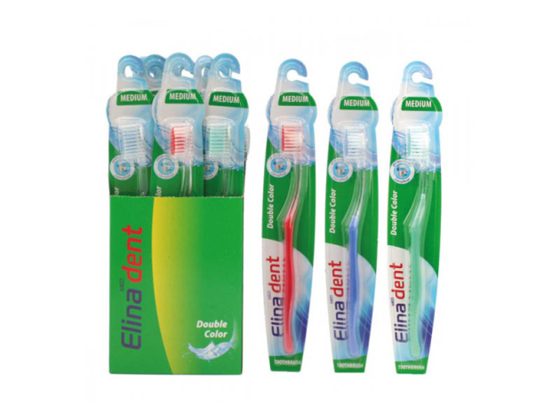 Zahnbürste Elina Double Color 12 St.im Aufsteller