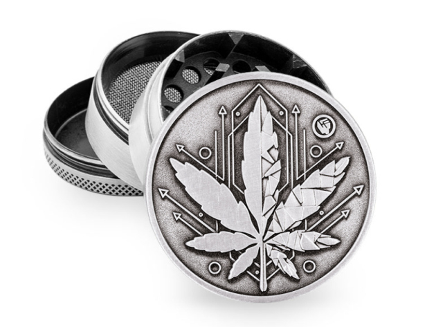Grinder "Silver Geometrical Leaf" Metal, 4-tlg.: Ø 50 mm