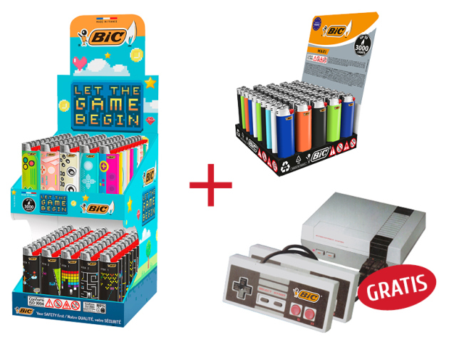 BIC PAKET - Doppelthekendisplay "Let the game begin" + 1x Display Maxi Standard + BIC Gaming-Konsole