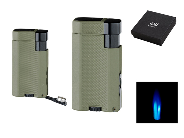 Zigarrenfeuerzeug "Winjet" olivgrün; 2er Jet; mit Bohrer