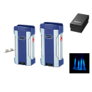 Zigarrenfeuerzeug "Winjet" blau/chrom; 4er Jet,...