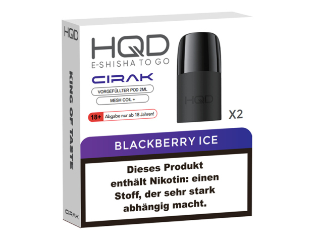 HQD Cirak Pod- Blackberry Ice (Brombeere, Ice) - 18mg - 600 Züge - 2er Set