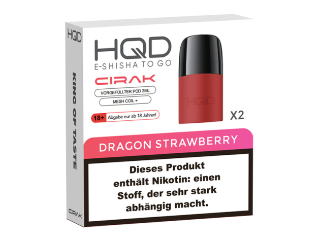 HQD Cirak Pod- Dragon Strawberry (Drachenfrucht, Erdbeere) - 18mg - 600 Züge - 2er Set
