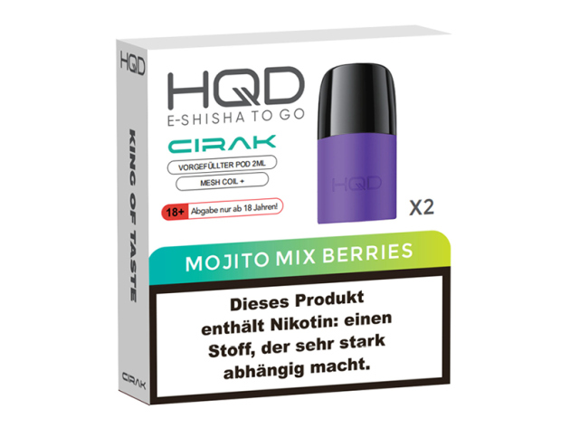 HQD Cirak Pod - Mojito Mix Berries (Beerenmix, Mojito) - 18mg - 600 Züge - 2er Set