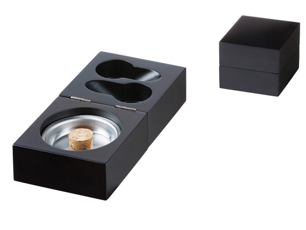 Pipe Ashtray "Black" Glas with two trays