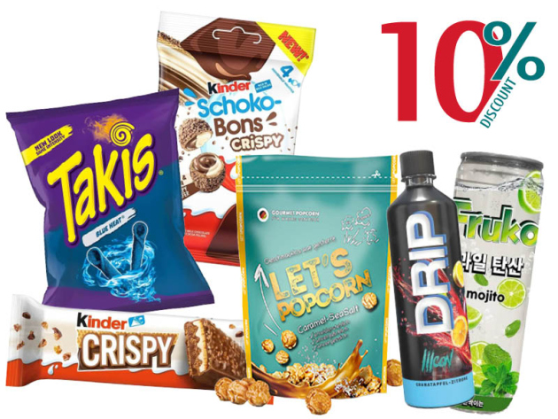 10% auf Süßwaren und Getränke *bezieht sich auf den Grundpreis