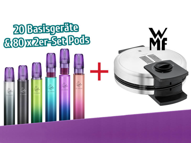 Aktion ELFBAR Mate500 - 20 x Basisgeräte & 80 x 2er-Set Pods + WMF Lono Waffeleisen