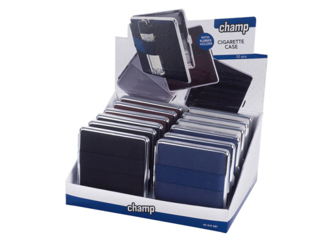 Zigarettenetui "Blau & Schwarz" für 20 Zig., mit Gummiband, 4-fach sortiert, 12er Display