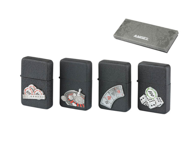 Benzinfeuerzeuge Angel "Gambling" 4er Display