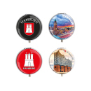 Taschenascher "Doming Hamburg"; Ø 4,8 cm; 12er Display