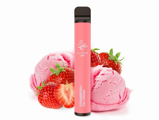 ELFBAR 600 CP - "Strawberry Ice Cream" (Erdbeer, Eiscreme) - E-Shisha - 20 mg - ca. 600 Züge. mit Kindersicherung