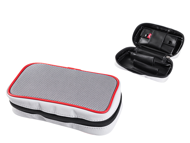 Pfeifentasche "Angelo", grau-rot für 2 Pfeifen; einzeln