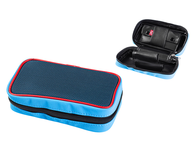 Pfeifentasche "Angelo", neonblau-rot für 2 Pfeifen; einzeln