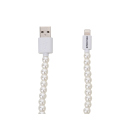 Tekmee Ladekabel USB-C auf Lightning, 2.0A; weiß, 1m; Perlenkabel