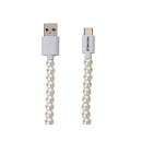 Tekmee Ladekabel USB-C auf Type-C, 2.0A; weiß, 1m; Perlenkabel