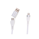 Tekmee Ladekabel, 2in1 Lightning auf USB und Type-C, 1m, weiß