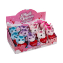 Plüsch Einhorn, mit Herz, 16 x 11 cm, 4-fach sort., 12er Display