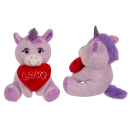 Plüsch Einhorn, mit Herz, 16 x 11 cm, 4-fach sort., 12er Display