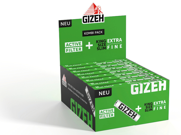 Gizeh Black King Size Slim + Active Filter Black 6mm 16 Hefte je 34 Blatt + 16 Tips