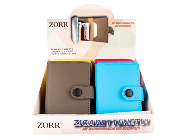 Zigarettenetui "Zorr" mit Geldschein- und Kartenhalter, mit Gummiband, 8er Display