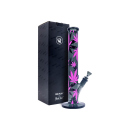 Glasbong "Leaves Pink" Black Leaf, Höhe 40cm; Ø 5,1cm; Schliff 18,8mm