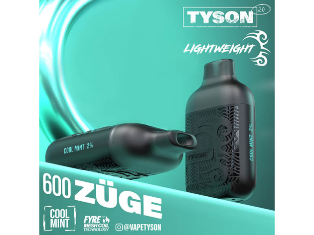 Tyson 2.0 - Cool Mint (Minze) - E-Shisha - 20mg - 600 Züge