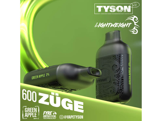 Tyson 2.0 - Green Apple (Grüner Apfel) - E-Shisha - 20mg - 600 Züge