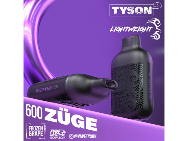 Tyson 2.0 - Frozen Grape (Weintraube) - E-Shisha - 20mg - 600 Züge